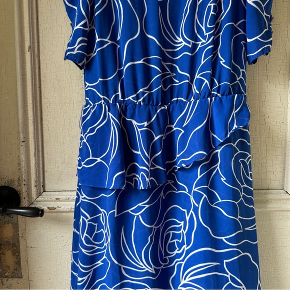 -VINTAGE COBALT FLORAL DRESS- - Picture 4 of 6